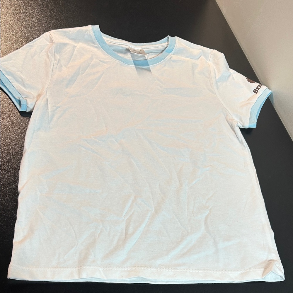Kids' White and Blue Trim T-Shirt‎